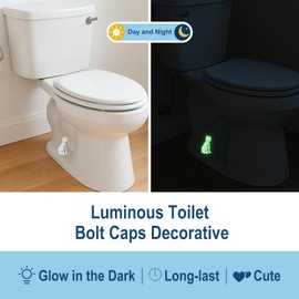 NEEXAN Cat Toilet Bolt Covers Decorative Glow in the Dark – 2Pack Cute Toilet Screw Cover Caps to Hide Rusty Bolts, Universal Fit for Bathroom Bowl Floor Bolts