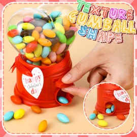 Hollowfly Valentine's Day Party Supplies 6 Pack Valentine Candy Machine Heart Shaped Candy Gum Snack Dispenser with Ribbon and 6 Love Cards Novelty Fun Valentine Birthday Party Favor (Red)