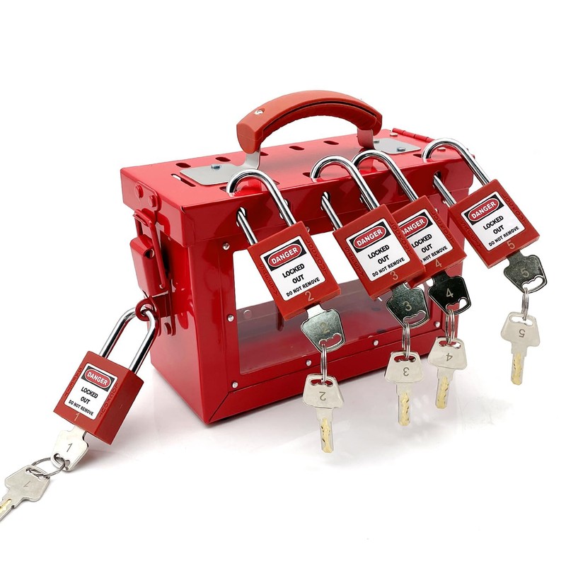 SAFBY Lockout Tagout Box Kit Portable Safety Group Padlock Box