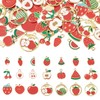 Cheriswelry 42Pcs Fruits Charm Gold Plated Alloy Enamel Charms Cute