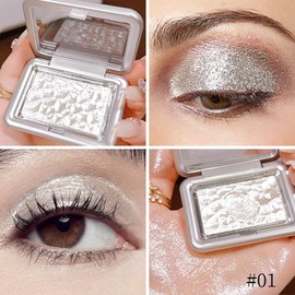 KYDA Highlighter Makeup Palette, Shimmer Highlighter Powder Makeup Palette, Diamond Shine Pearl Powder with Brush for Body Face -01