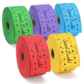 ESSENTIAL 2500 Raffle Tickets, Good Luck Raffle Cards, Entry Form with Name, Phone & Email for Raffle, Events, Entry, Class Reward & Door Prize- Blue/Yellow/Pink/Green/Purple