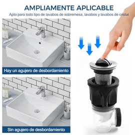 Dancart Kit de Drenaje para Lavabo, Kit de Drenaje para Lavabo de Baño, Tubo de Desague para Fregadero Antiolor con Manguera Extensible, Instalación