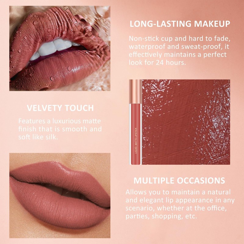 Prreal 2Pcs Lip Liner and Lipstick Makeup Set, Matte Liquid