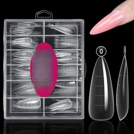 Dual Forms  Poly Extension Gel - 120 count  Forms with 12 Sizes - Stiletto False  Molds - Lady Almond Style - Full Cover Builder Gel - DIY at Home - Color: Long Stiletto Nail Tips