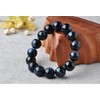 Jan&Dee Pulsera de vidrio de ojo de tigre azul natural,