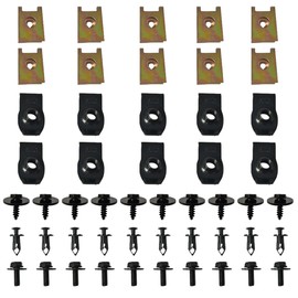 50PCS Automotive Screws and Bolts, Car Body Bolts for Engine Under Cover Splash Shield Guard, Fenders Liner Push Retainer Auto Bumper Clips, Plastic Rivet Fasteners U-Nuts Kit