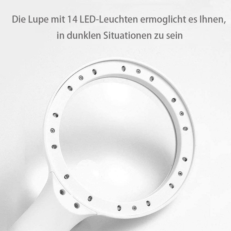 Lupe mit Licht 60 Fach Vergrößerung Handlupe mit 14 LED