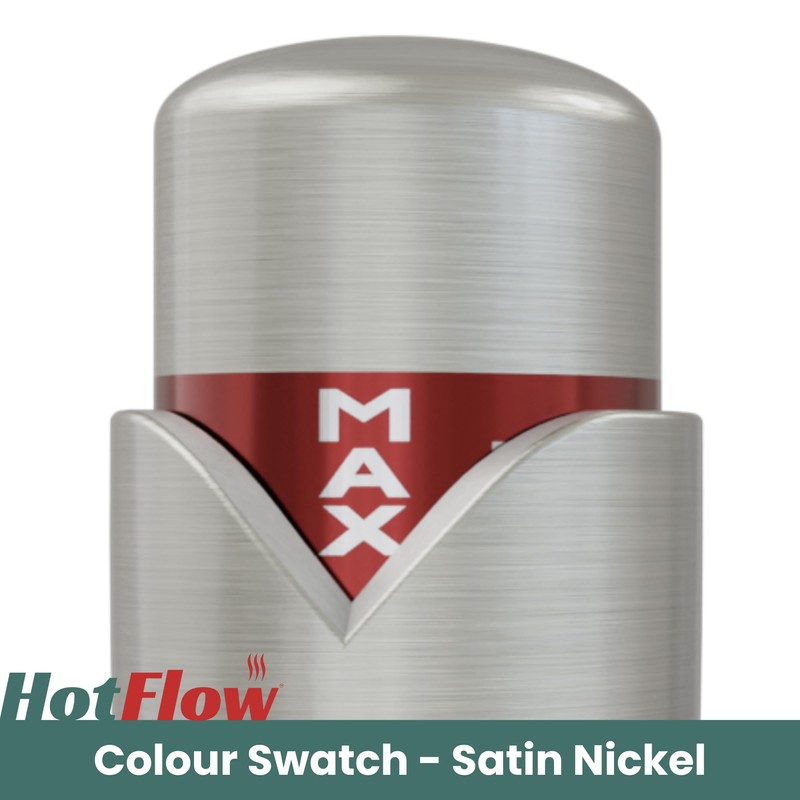 Hot Flow Satin Nickel Marella Modern Thermostatic Radiator Valve Angled