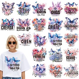 Dazoratix Spanish Butterfly Iron on Transfers - 20 Sheets Funny DTF Ready to Press for T Shirts Christian Jesus Heat Patches Stickers Vinyl Decals for Clothes Bag Appliques Pillow Hat Decor DIY Crafts