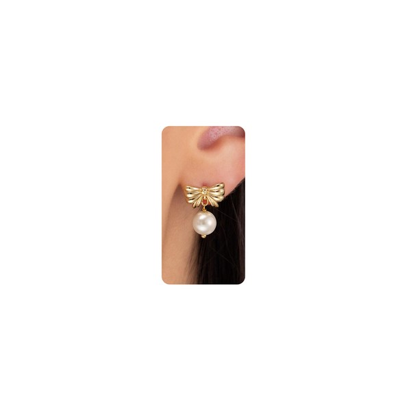 HANLI Gold Studs Earrings for Women - 14K Gold Plated