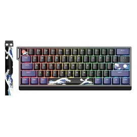 XVX H61 Kanagawa CNC Aluminum 61% Mechanical Keyboard Wired only Hot Swap Switchs Full RGB With PBT Keycaps:_Black