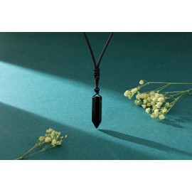 Jovivi Natural Healing Stone Necklace for Women Men Adjustable Rope Hexagonal Point Healing Crystal Pendant Necklaces Quartz Reiki Gemstone Jewelry, Crystal, No Gemstone