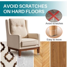 Ansible 24 Pcs Chair Leg Floor Protectors Square, Silicone Felt Furniture Leg Pads Caps Covers for Hardwood Floors (Fit:3/4" to 1-1/16")