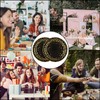 GOYADA 100 PCS Black and Gold Paper Plates, 7 Inch