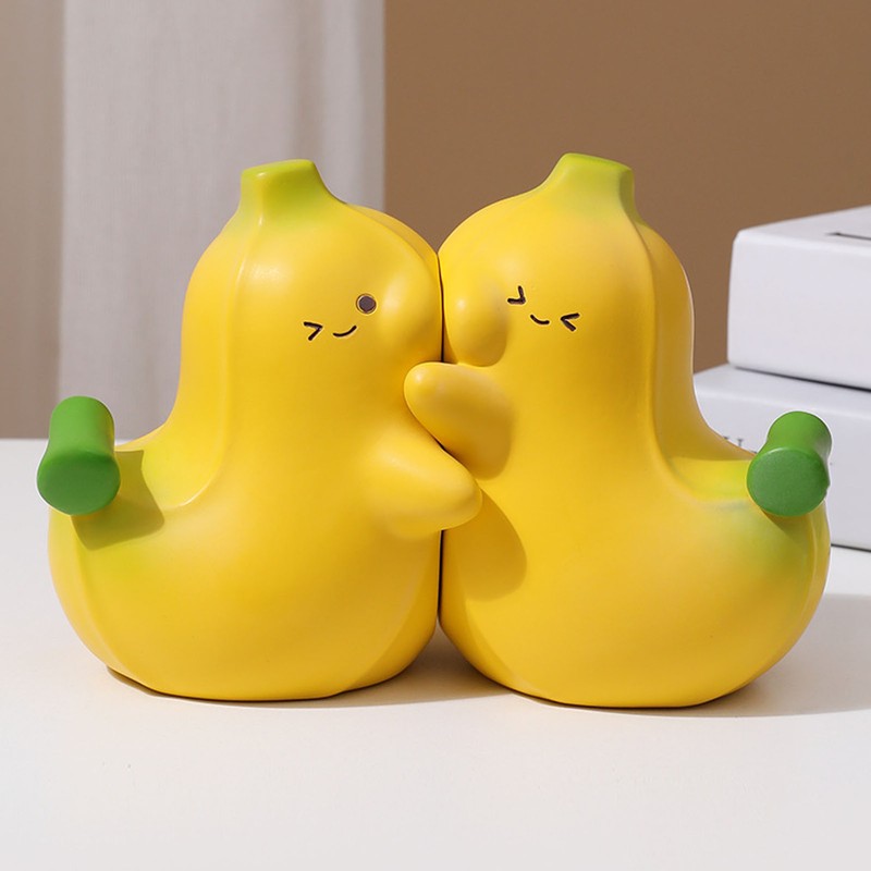 2Pcs Banana Bookend Hugging Bookends Cartoon Resin Bookend Book Stopper