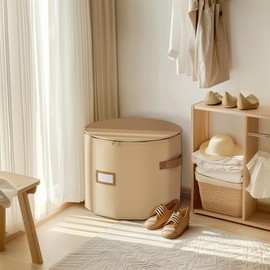 Vailando Shoe Organizer for Closet - Cylindrical Shoe Storage Organizer with Adjustable Dividers for Closet, Foldable Shoe Storage Box, Blush Pink, 2-Pack, Large