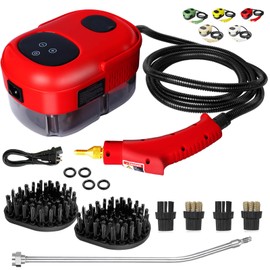 HCCTWOOW 2500W Handheld Steam Cleaner,Steamer for Cleaning,15SFast Heating High Pressure Portable Steam Cleaner w/5 Brushes and Extended Rod (Red - Steam Cleaner)