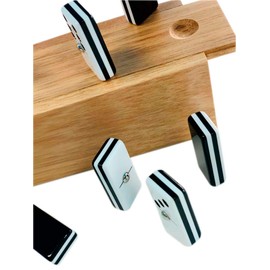 Domino Profesional Acrílico Cebra Negro En Caja De Madera