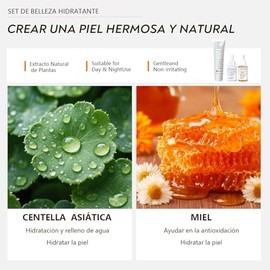 WEUD Skin Care Coreano 3 En 1 Kit, con 1 Crema Hidratante Niacinamida + 1 Serum Centella Asiatica + 1 Serum Péptidos Propóleo, Kit Cuidado Facial Muje