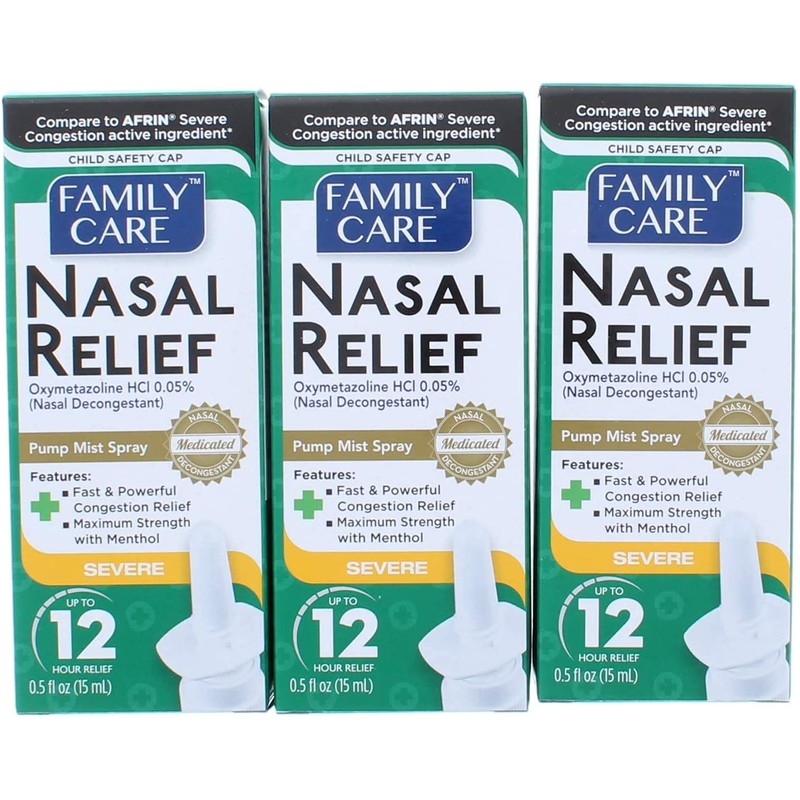Nasal Relief Spray, Pump Mist, Anti-drip, Severe Congestion, (Oxymetazoline HCI)