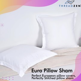 Euro Pillow Sham Covers 600 TC - European Size 26 x 26, Set of 2 | 100% Long Staple Egyptian Cotton | Home Decorative, Feel Premium Super Soft Breathable - Cushion Cover | White