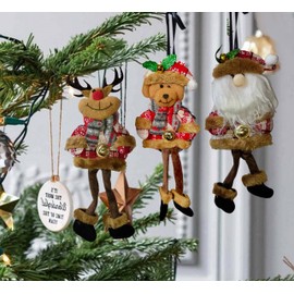 Paquete DE 3 Adornos NAVIDEÑOS, DECORACIÓN NAVIDEÑA, Temporada NAVIDEÑA, Decorativos Colgantes para ÁRBOL DE Navidad, Bota NAVIDEÑA, Peluches para Celebraciones; Santa Claus, Reno, Oso. (Modelo 3)