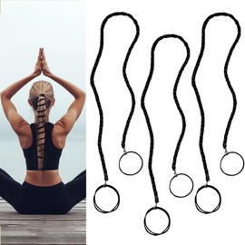 3 PCS 25" Spiral Hair Tie No Damage for Sports, Elastic Girls Hair Bands Strong Braided Ponytail Holders for Long Thick Curly Hair, for Gym Swimming Sports Running (Black 25" 3pcs)