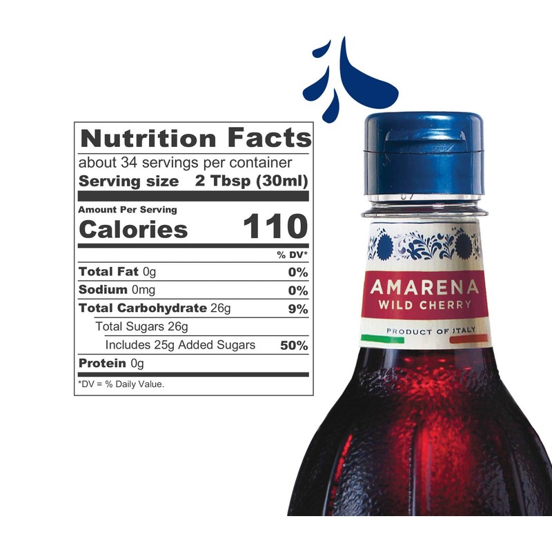 Fabbri Flavoring Syrup, Amarena Cherry, Made in Italy, 33.8 Ounce