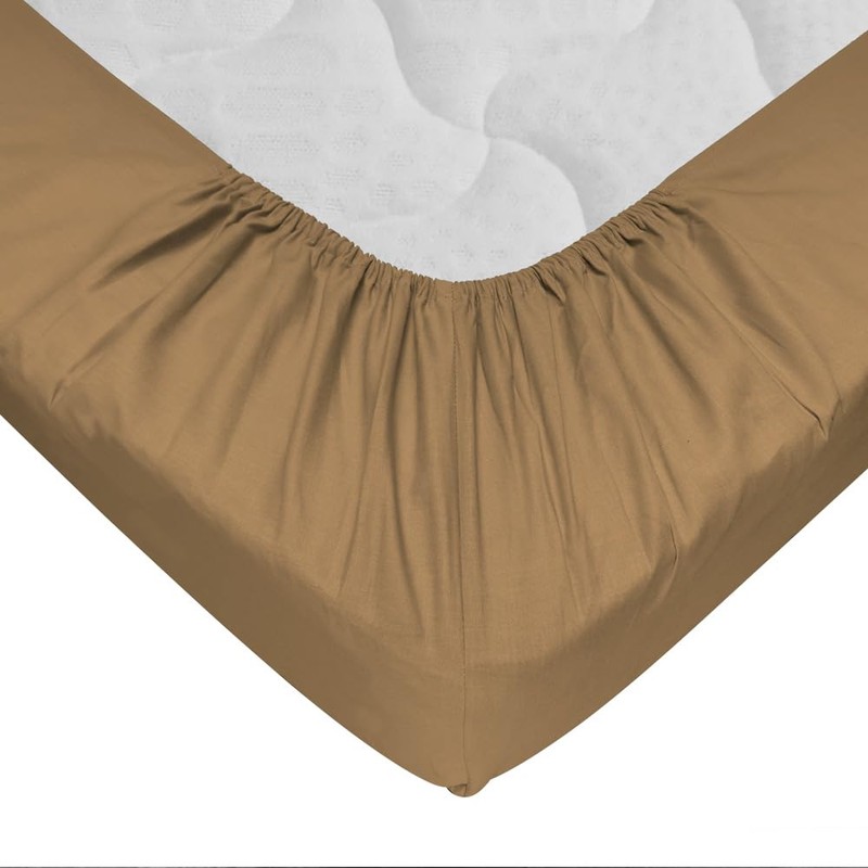 Fitted Sheet 100% Cotton 57 Thread Count Ochre 140 x