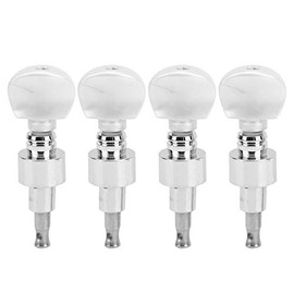 Banjo Geared Machine 4Pcs Zinc Alloy Banjo Tuner with Pearled Pegs Washer Banjo Tuner Nut (Silver)