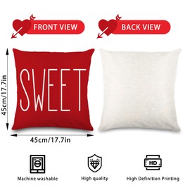 Vellibring Valentines Day Pillow Covers 18 x 18 Inch Red Throw Pillow Covers for Holiday Love Hugs XOXO Heart Arrow Anniversary Wedding Cushion Covers Decoration for Sofa Decor