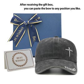 Christian Hats for Men Women, Cross Jesus Hat, Religious Gifts Redeemed Baseball Cap Black