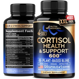 Cortisol Supplement for Women - Holy Basil | Ashwagandha | Rhodiola | L-Theanine - Plant-Based Hormone Balance - Mood, Focus & Sleep Support - Made in USA - Vegan, Non-GMO - 120 Capsules for 4 Months