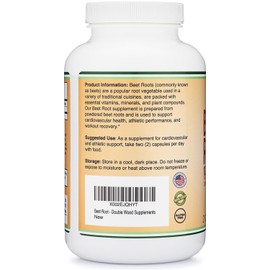 Beet Root Powder Capsules (Organic and Vegan) (210 Count, 1,000mg Per Serving) - Super Food from Beets with High Nitrate for Overall Health Support by Double Wood