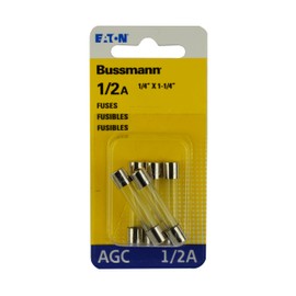 Bussmann Series AGC 0.5 Amp Fuse, 250 Vac and IR 35 A, Retail Pack - 5 Pieces