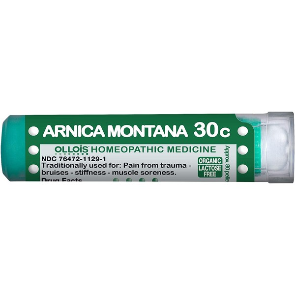 Ollois Lactose-Free, Organic, Homeopathic Medicines, Arnica montana 30C Pellets, 80 Count, For Pain Relief