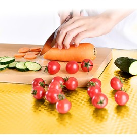 Waterproof & Oil-Resistant Aluminum Foil Peel & Stick Wallpaper - Gold Self-Adhesive Backsplash for Countertops, Cabinets, DIY Projects (24"x197", Gold Chequer)