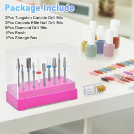 CGBE 10 Stück Nagelfräser Aufsätze: 3/32 Zoll Nagelfräser Bits - Professioneller Fräser Bits mit Nagelbohrer Fräserhalter - für Maniküre Pediküre - Entfernen Gel Acryl Nagelhaut