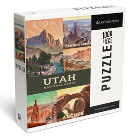 Lantern Press Utah's National Parks, Collage, Lithograph, 1000 Piece Jigsaw Puzzle for Adults, Made in USA with Reference Poster