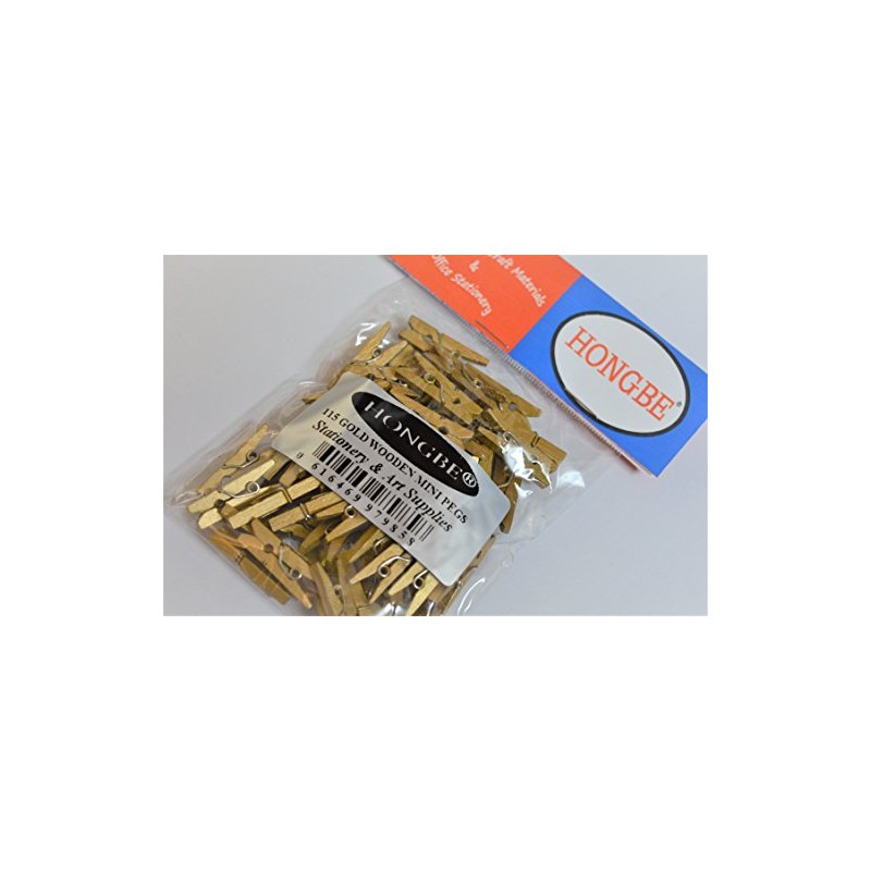 115 GOLD WOODEN MINI PEGS by tipan