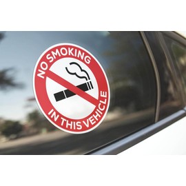 No Smoking Car Stickers 2-Pack – Self Adhesive Vinyl Vehicle Decals for Cars Trucks SUV Vans Safety Warning Signs A032