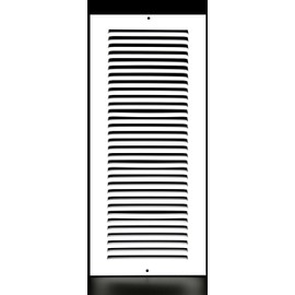 HVAC Premium 6'' x 25'' [Duct Opening] Flat Stamped Steel Return Air Grille - Sidewall and Ceiling - HVAC Vent Duct Cover - White [Outer Dimensions: 7.75''w X 26.75''h]