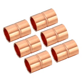 PATIKIL 6pcs 9.52mm ID Straight Copper Coupling Welded Joint Pipe Fitting Stopper with Rolled Pipe Water Air Conditioning Duct