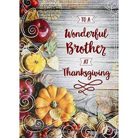 Designer Greetings Photo of Gourds, Apples on Wood Planks Thanksgiving Card for Brother