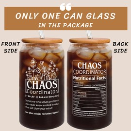 Lucagift Thank You Gifts for Women, Boss Lady, Coworker, Manager, Office, Teacher, Nurse, Friends - Chaos Coordinator Gifts - Boss Day Gift, Teacher Appreciation Gift - 16 Oz Can Glass