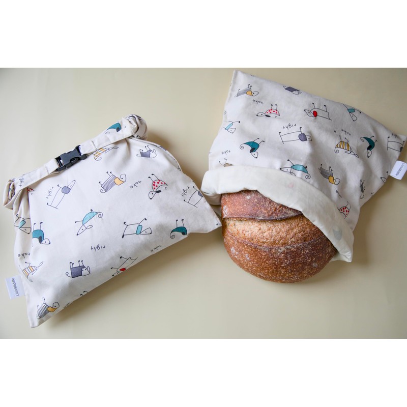 2 XL Beeswax Bread Bags for Homemade Bread, Reusable Cotton