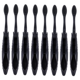 PACKOVE 8PCS Travel Charcoal Toothbrush with Soft Bristles Portable Ergonomic Grip for Camping Hiking Backpacking Gray