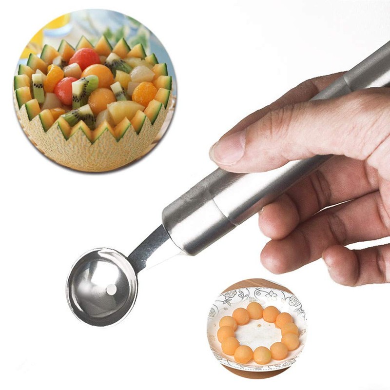 Melon Baller Scoop Set Stainless steel Dual-Purpose DIY Fruit Carving