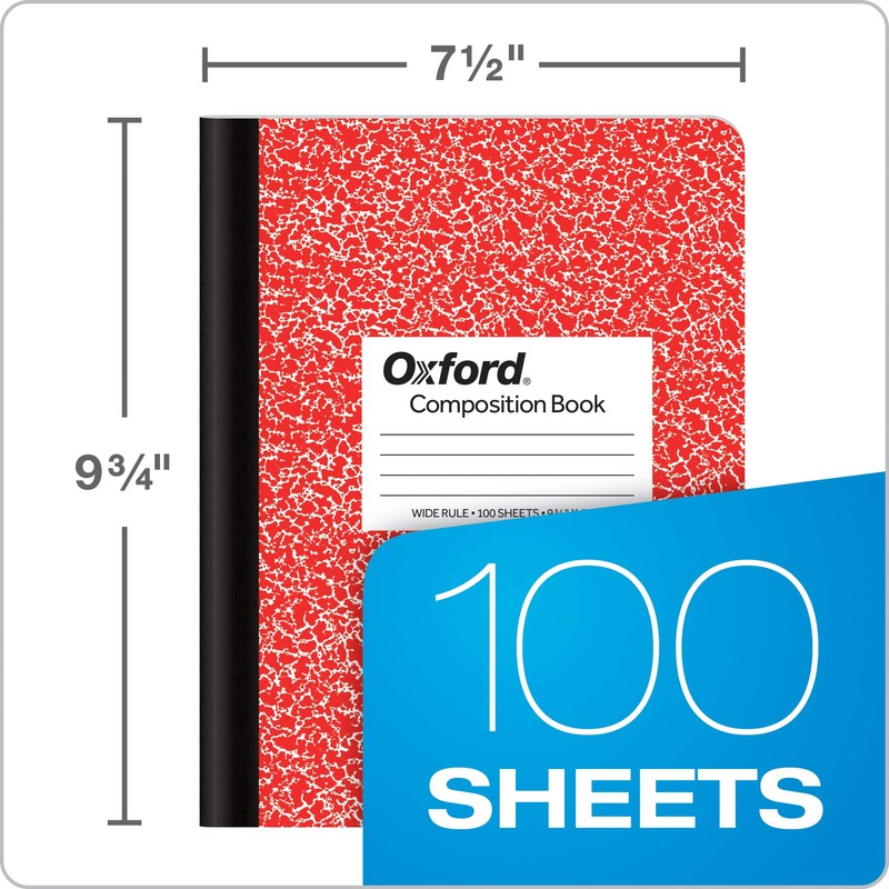 Oxford Composition Notebook 6 Pack, Wide Ruled Paper, 9-3/4 x